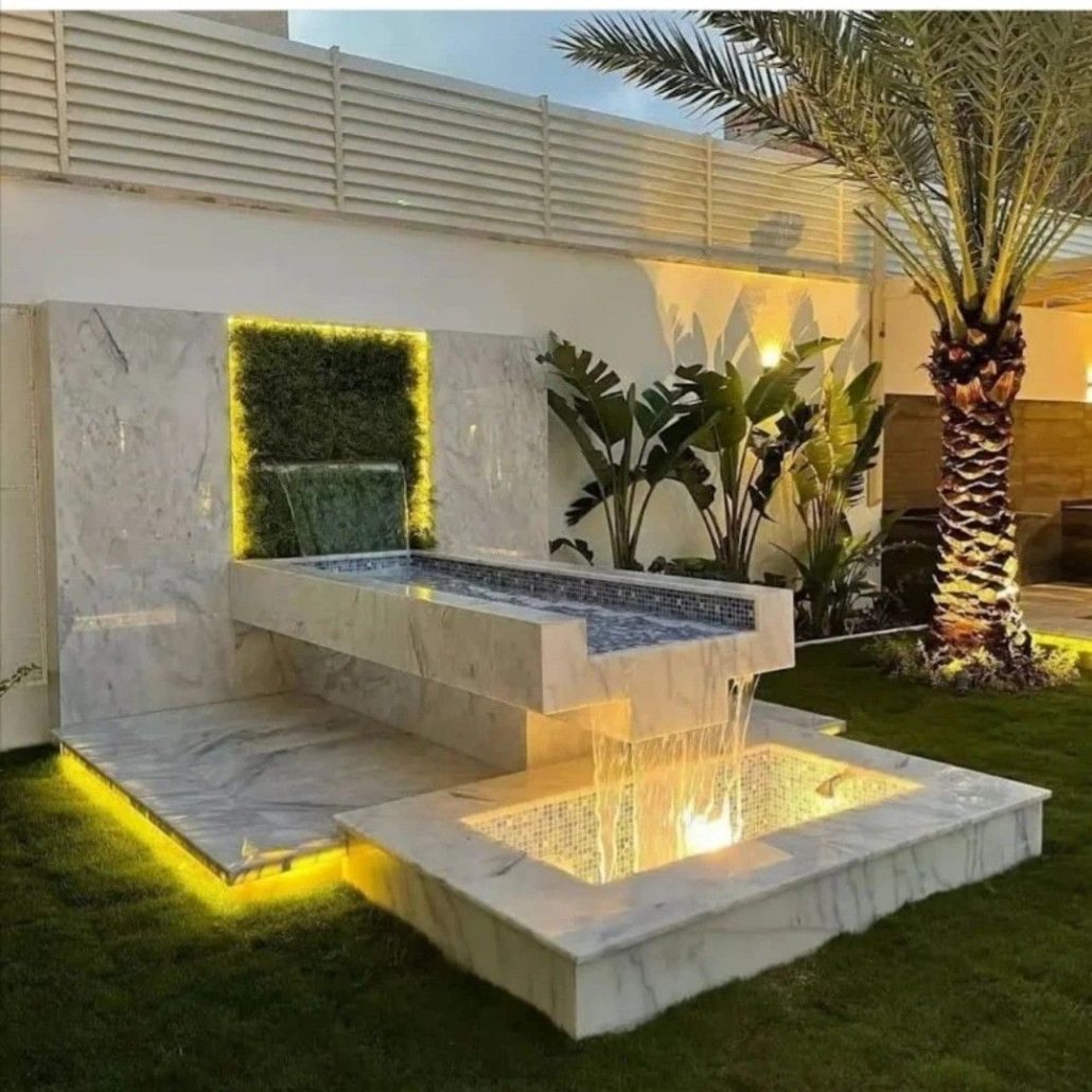 تصميم الشلالات والنوافير داخل الحدائق 1030x1030